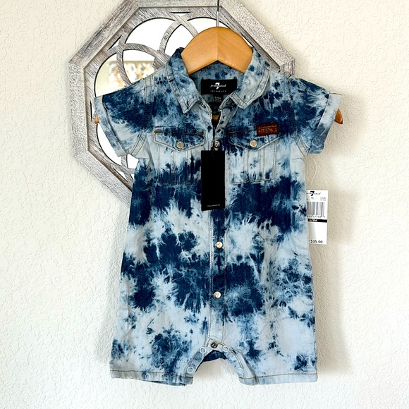 7 for All Mankind • Tie Dye Denim Romper - Picture 1 of 5